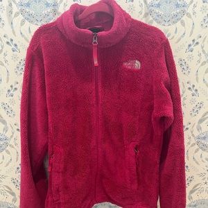 The North Face hot pink fleece jacket. Size L 14/16